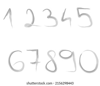 numbers hand drawn brush collection