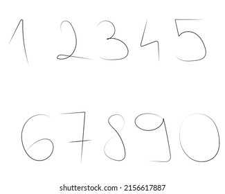 numbers hand drawn brush collection