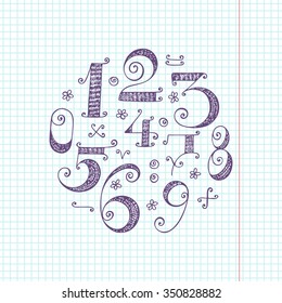 Numbers - hand drawn doodle set