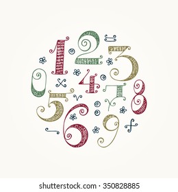 Numbers - hand drawn doodle set