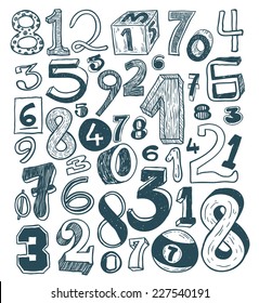 numbers, hand drawn illustration.