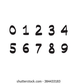Numbers hand drawn vector set icon illustration 