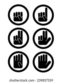 Numbers hand gesture icons