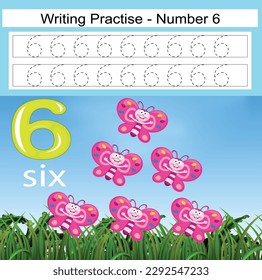 Numbers 1–10, handwriting tracing practice sheet, writing training for children, preschool activity, educational game, math printable worksheet, learning to count, vector illustration Earth Day items