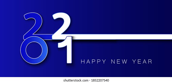 Numbers. Happy new year 2021 banner. Elegant design of white and blue numbers on a blue background. Christmas night. Design of a new logo 2021.Elements for a calendar, greeting cards, text, mobile app