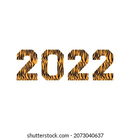 
numbers happy new year 2022 with striped tiger fur texture pattern