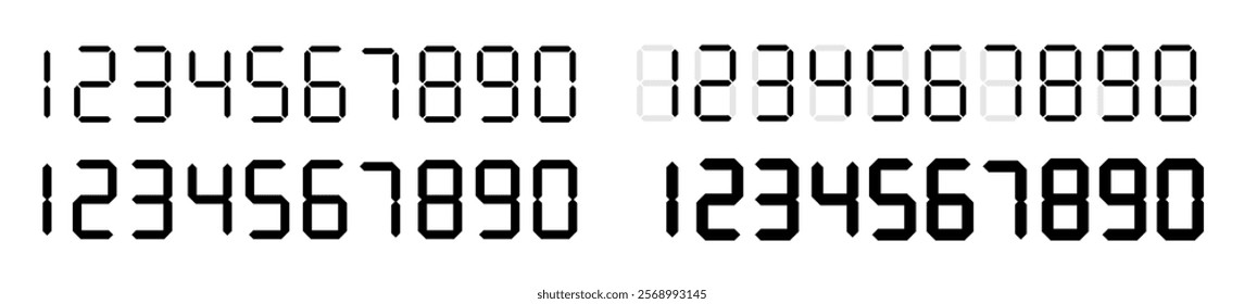 Numbers icon. Black digital numbers. Digital clock numbers. Vector illustration