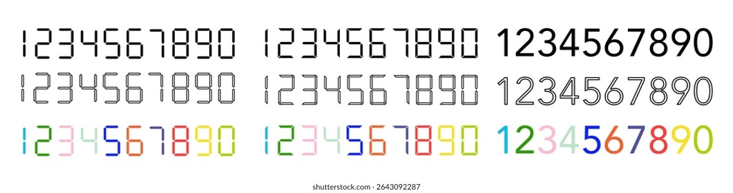 Numbers icon. Black digital numbers. Digital clock numbers. Vector illustration