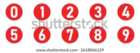 Numbers icon. Bullet Point, Circle Number font icon . Typography Set of Round 1-9 Numbers. Numeral typographic line and flat icons set.