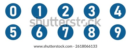 Numbers icon. Bullet Point, Circle Number font icon . Typography Set of Round 1-9 Numbers. Numeral typographic line and flat icons set.