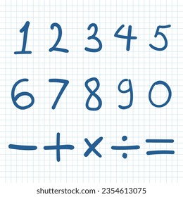 Numbers icon in hand drawn style. Number vector illustration on isolated background. Basic math signs sign business concept.