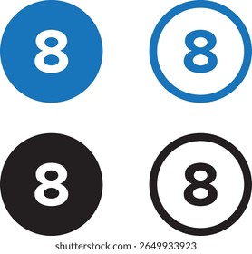 O ícone de números define de 0 a 9. Ícone de números sólido e ícone de linha definido. ilustração vetorial. arquivo eps.