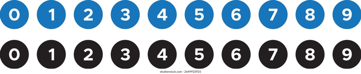 O ícone de números define de 0 a 9. Ícone de números sólido e ícone de linha definido. ilustração vetorial. arquivo eps.