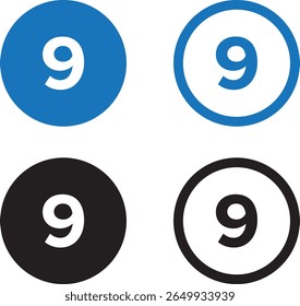 O ícone de números define de 0 a 9. Ícone de números sólido e ícone de linha definido. ilustração vetorial. arquivo eps.