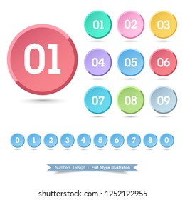 Numbers  Icon set with full color vector design element, illustrator