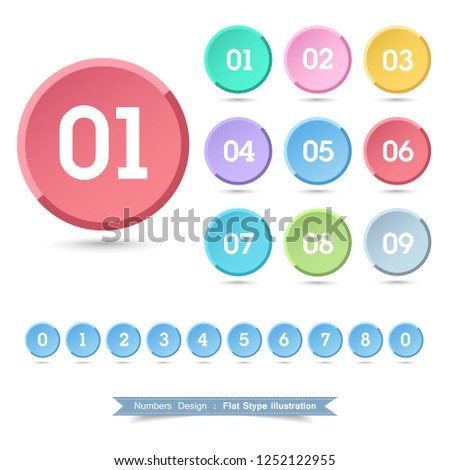 Numbers  Icon set with full color vector design element, illustrator