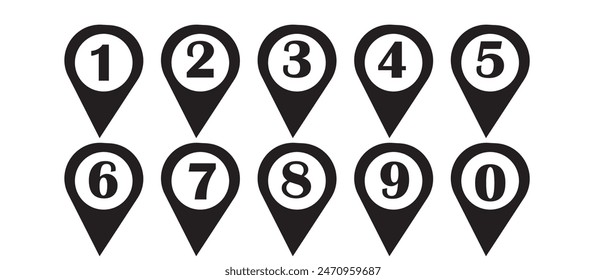 Numbers icon set. Number buttons set icons in black and white colors. Set of Round 1-9 numbers icon. vector illustration.