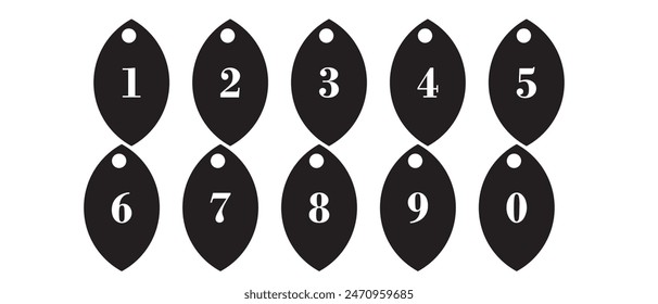 Numbers icon set vector. Number buttons set icons in black and white colors. Set of Round 1-9 numbers icon. vector illustration.