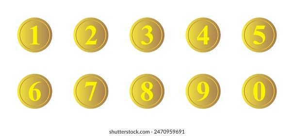 Numbers icon set vector. Number buttons set icons in black and white colors. Set of Round 1-9 numbers icon. vector illustration.