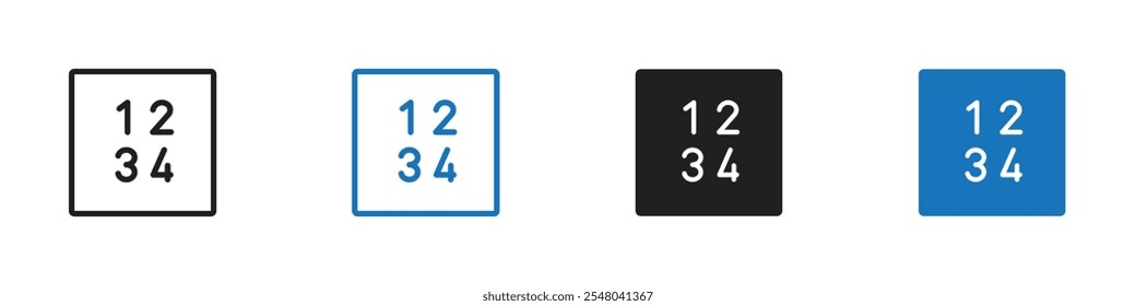 Numbers icon Vector set outline
