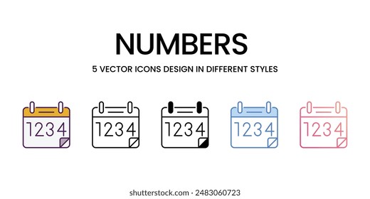 Numbers Icons different style vector stock illustration