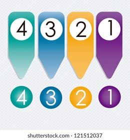 Numbers Icons on circles and ribbons. Silver background