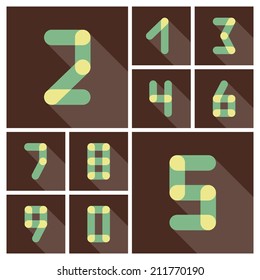 Numbers. Icons set. Vector flat design.