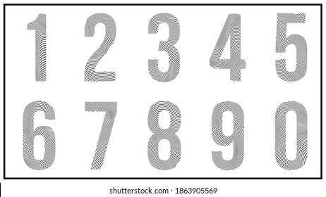 Numbers with illusion wave lines effect