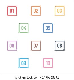 Numbers. Info-graphic Numbers. Bullet points 1 to 10 Vector. Powerpoint Bulletpoint Numbers. Technology Vector Numbers. colorful abstract bullet number shape. Bulletpoint.