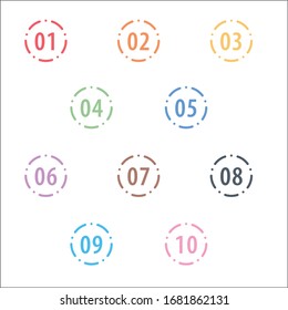 Numbers. Info-graphic Numbers. Bullet points 1 to 10 Vector. Powerpoint Bulletpoint Numbers. Technology Vector Numbers. colorful abstract bullet number shape. Bulletpoint.