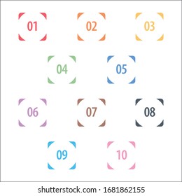 Numbers. Info-graphic Numbers. Bullet points 1 to 10 Vector. Powerpoint Bulletpoint Numbers. Technology Vector Numbers. colorful abstract bullet number shape. Bulletpoint.