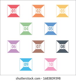 Numbers. Info-graphic Numbers. Bullet points 1 to 10 Vector. Powerpoint Bulletpoint Numbers. Technology Vector Numbers. colorful abstract bullet number shape. Bulletpoint.