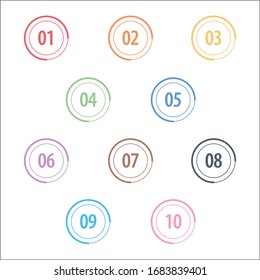 Numbers. Info-graphic Numbers. Bullet points 1 to 10 Vector. Powerpoint Bulletpoint Numbers. Technology Vector Numbers. colorful abstract bullet number shape. Bulletpoint.