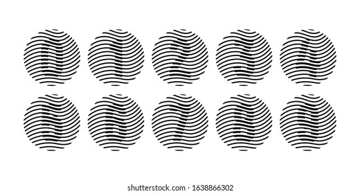 Numbers Inside Circle Wave Lines Illustration. Number From 0 to 9.