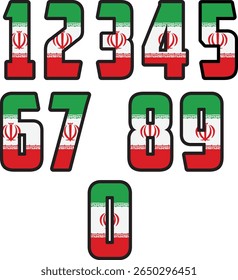 numbers with iranian flag motif in them