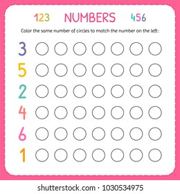 numbers kids worksheet kindergarten preschool training stock vector royalty free 1030534975 shutterstock