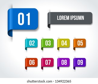 Numbers labels set, vector design elements