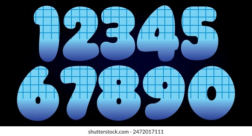 Numbers, letters of the alphabet. Font design for logos, posters, invitations, etc. vector illustrator.blue half net origami font collection .82