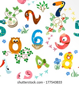 Numbers like birds seamless pattern / Solid fill seamless pattern in EPS 8 format