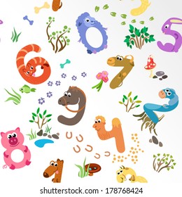 Numbers like farm animals seamless pattern / Solid fill seamless pattern in EPS 8 format