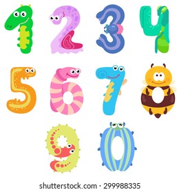 Numbers like insects / There are ten numbers like different insects, worms, and beetles