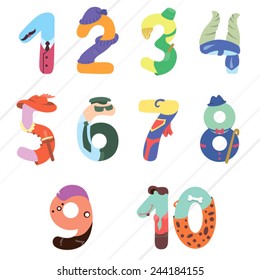 Numbers like man symbols / Solid fill vector number set
