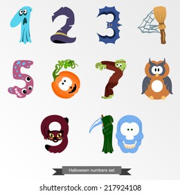 Numbers like symbols of the Halloween / Solid fill vector cartoon illustration