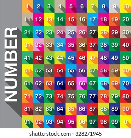 Numbers long shadow full color