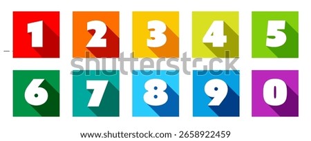 Numbers with long shadow on multicolored squares