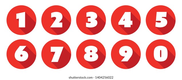 Numbers/ long shadow on red circles