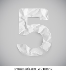 Numbers mad by crumbled papers, vector