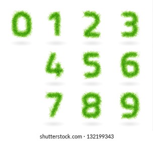 Numbers made of different lines like fluffy grass. EPS 10 vector illustration. Used effect transparency layers of strokes