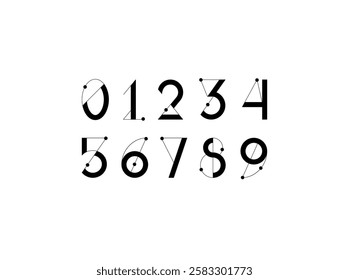 Numbers made dot, numerals from 0, 1, 2, 3, 4, 5, 6, 7, 8, 9, vector illustration 10EPS.