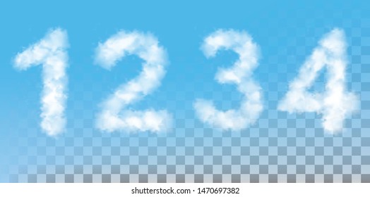 Numbers made out of clouds. Vector illustrtion